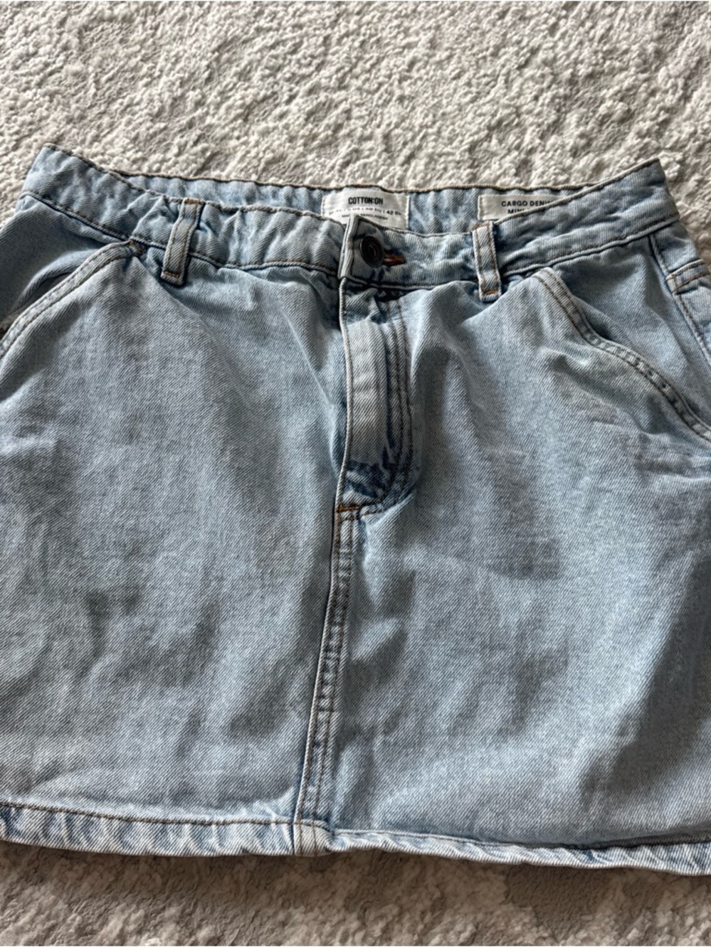 Cotton On Light Blue Cargo Denim Mini Skirt